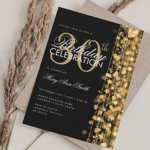 Invitación Elegante Glam de cumpleaños 30 esparce oro y negro