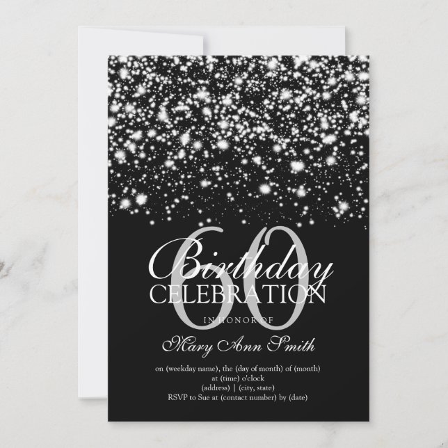 Invitación Elegante Glam de Medianoche de la Fiesta de Cumple (Anverso)