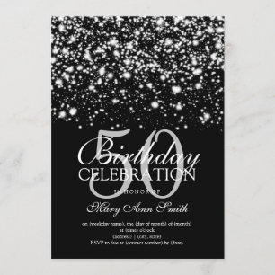 Invitación Elegante Glam de Medianoche de la Fiesta de los 50