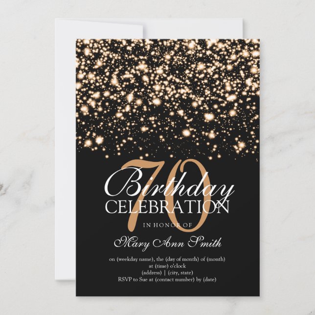Invitación Elegante Glam de Medianoche de la Fiesta de los Añ (Anverso)