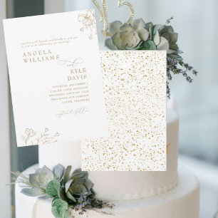 Invitación Elegante Glam Floral de oro sin padres Boda