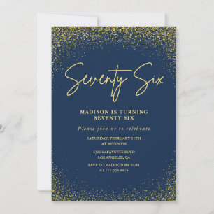 Invitación Elegante Glam Naval Dorado Brillo Cumpleaños 76