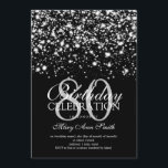 Invitación Elegante glam plateado de cumpleaños número 80<br><div class="desc">Elegante plantilla de invitación de 80 cumpleaños Silver Midnight Glam. Con luces de oro y chispas de oro.</div>