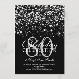 Invitación Elegante glam plateado de cumpleaños número 80