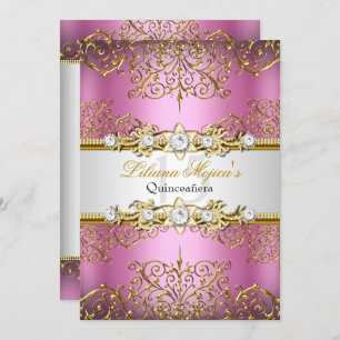 Invitación Elegante Glamour de oro rosa vintage Quinceanera