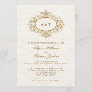 Invitación Elegante Glamour Falso Cobre en Boda Blanco Cremos
