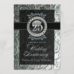 Invitación Elegante Glamour Floral Tallada 25 Aniversario