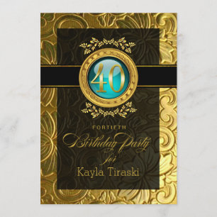 Invitación Elegante Glamour Grabado en relieve 40 cumpleaños