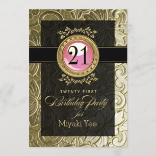 Invitación Elegante glamour Grabado en relieve cumpleaños 21