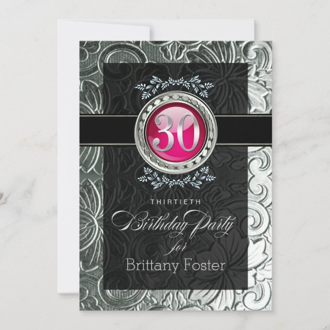 Invitación Elegante glamour Grabado en relieve cumpleaños núm (Anverso)