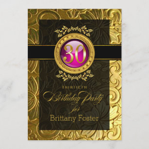 Invitación Elegante glamour Grabado en relieve cumpleaños núm