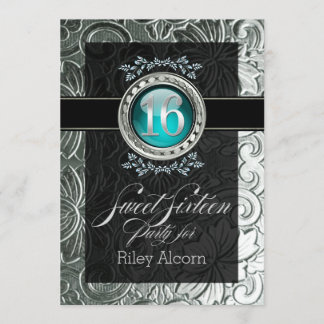 Invitación Elegante Glamour Grabado en relieve Sweet 16