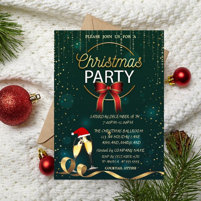 Invitación Elegante Glass, Fiesta de Navidades de Santa Hat C (Subido por el creador)