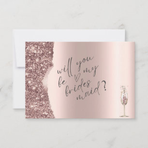Invitación Elegante Glitter de Oro Rosa Script 