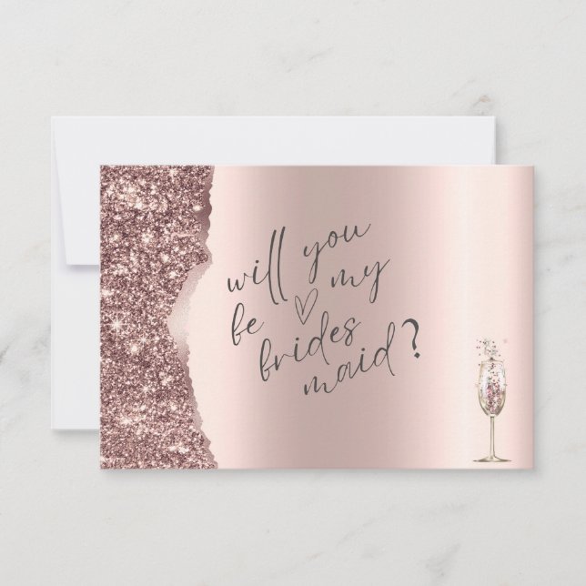 Invitación Elegante Glitter de Oro Rosa Script  (Anverso)