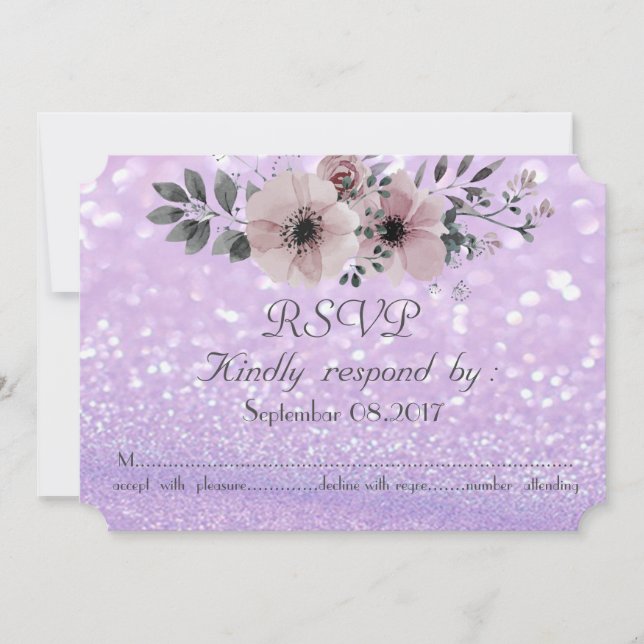 Invitación Elegante Glittery Bokeh Floral RSVP (Anverso)