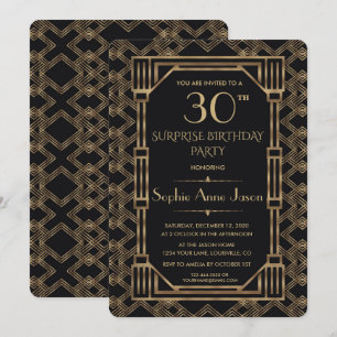 Invitación Elegante Gold Black Great Gatsby Birthday Party