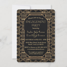 Invitación Elegante Gold Black Great Gatsby Engagement Party