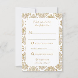 Invitación Elegante Gold Flourish Damask RSVP