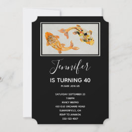 Invitación Elegante Gold Koi Fish Birday