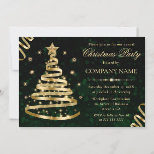 Invitación Elegante Gold Sparkly Christmas Tree Corporate