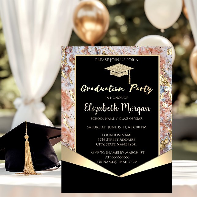 Invitación Elegante Gorra de Graduación Moderna con Brillo Do (Subido por el creador)