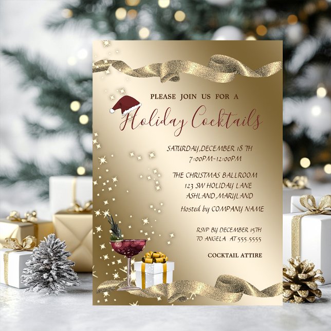 Invitación Elegante, Gorro de Santa, Navidad de Cóctel (Subido por el creador)