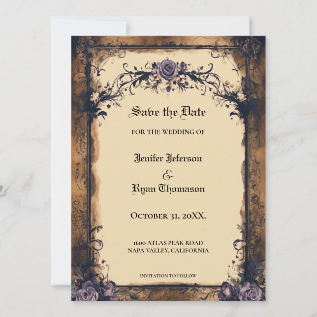 Invitación elegante gótica de Halloween para guard (Anverso)