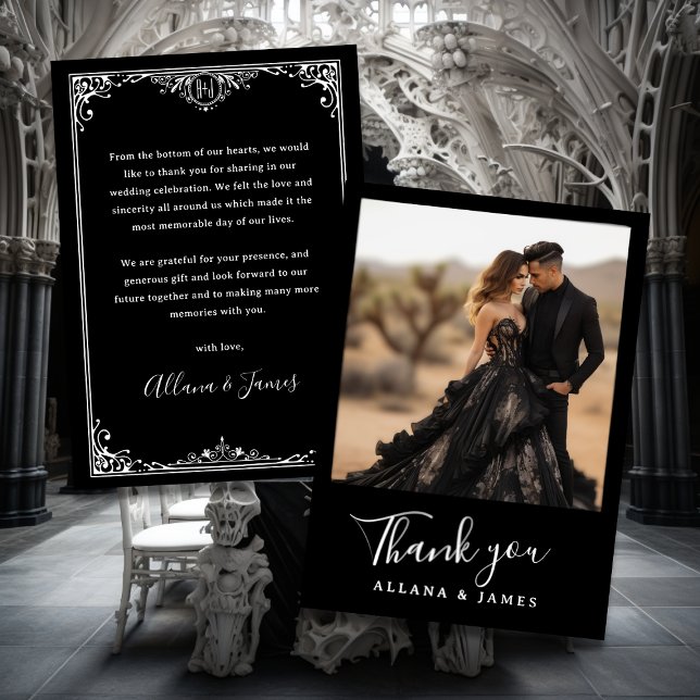 Invitación Elegante Gótico Glam Monograma Boda Gracias Tarjet (Subido por el creador)