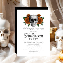 Elegante gótico negro floral calavera Halloween
