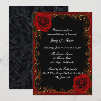 Invitación Elegante Gótico Roses Rojos Ensayo Cena