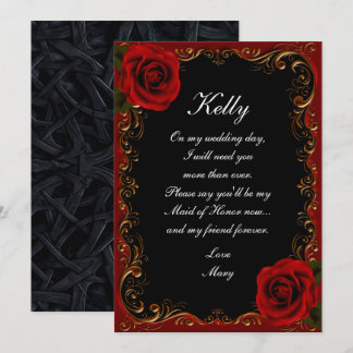 Invitación Elegante Gótico Roses Rojos Made De Honor
