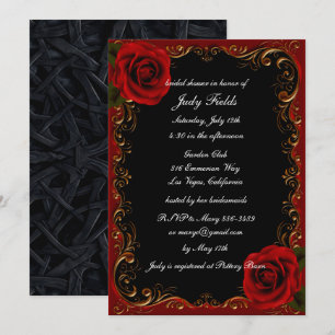 Invitación Elegante Gótico Roses Roses Roses Roses Bridal Sho