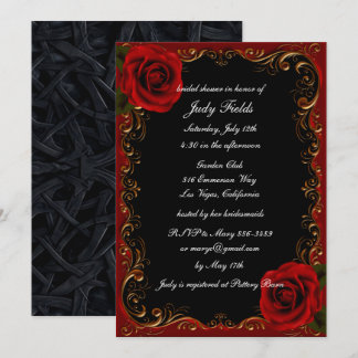 Invitación Elegante Gótico Roses Roses Roses Roses Bridal Sho