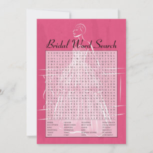 Invitación Elegante Gown Bridal Shower Word Search Game Card