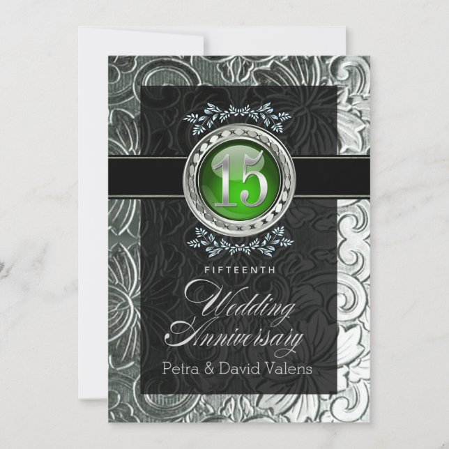 Invitación Elegante Grabado en relieve de Glamour 15º anivers (Anverso)