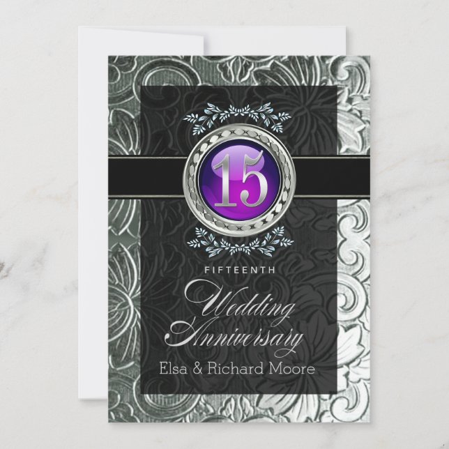 Invitación Elegante Grabado en relieve de Glamour 15º anivers (Anverso)