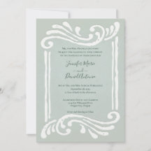 Elegante Grabado en relieve Jade Green Wedding Inv