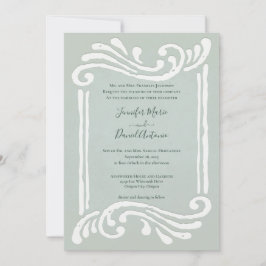 Invitación Elegante Grabado en relieve Jade Green Wedding Inv