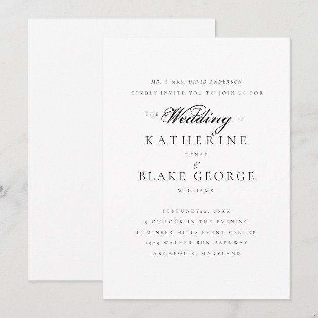 Invitación Elegante Grace Boda Bride Parents Matte (Anverso / Reverso)