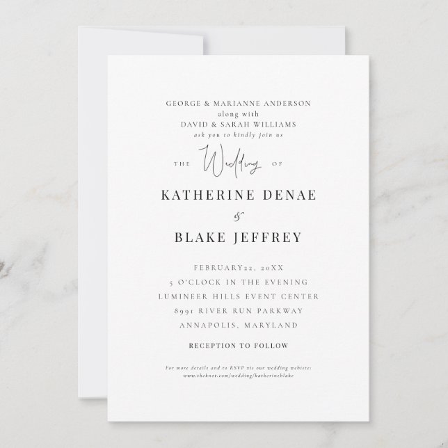 Invitación Elegante Gracia Ambos Padres Boda II (Anverso)