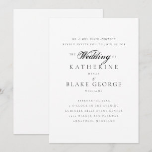 Invitación Elegante Gracia Boda Novia Padres Mate