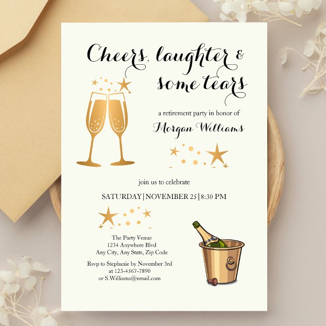 Invitación Elegante Graciosa Salud Risas Lágrimas Jubilación (Subido por el creador)