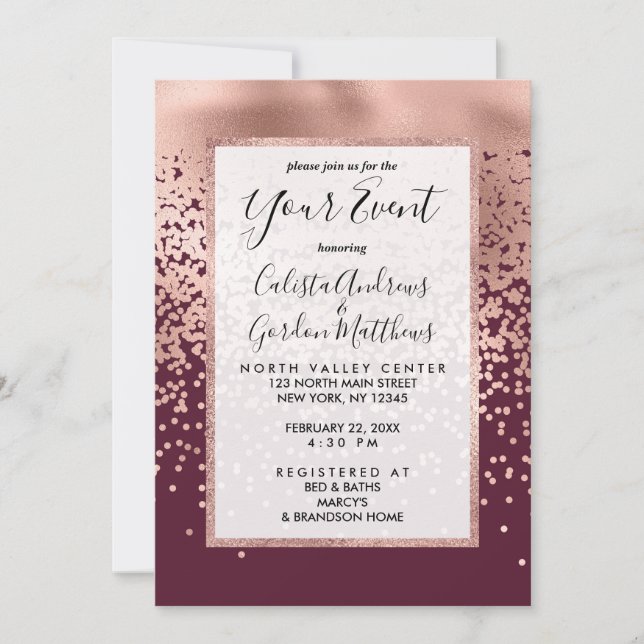 Invitación Elegante gradiente de puntos de polka oro Rosa de  (Anverso)