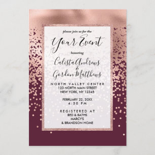 Invitación Elegante gradiente de puntos de polka oro Rosa de 