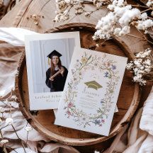 Elegante Graduación Botánica Floral Vintage