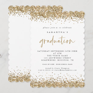 Invitación Elegante Graduación de Borde Purpurina de Oro