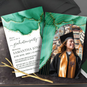 Invitación Elegante Graduación de color de agua verde