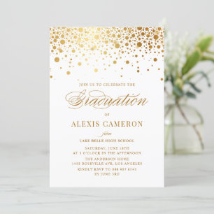 Invitación Elegante Graduación de Confetti en Relieve metaliz