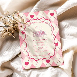 Invitación Elegante Graduación de Coquette Pink Bow